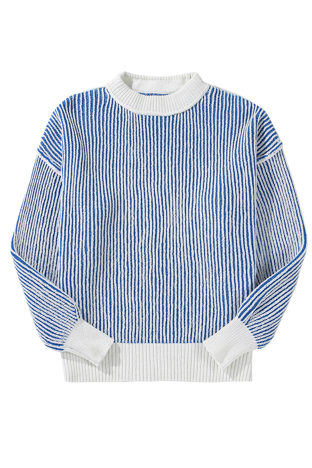 Chestnut Striped Contrast Trim Loose Sweater