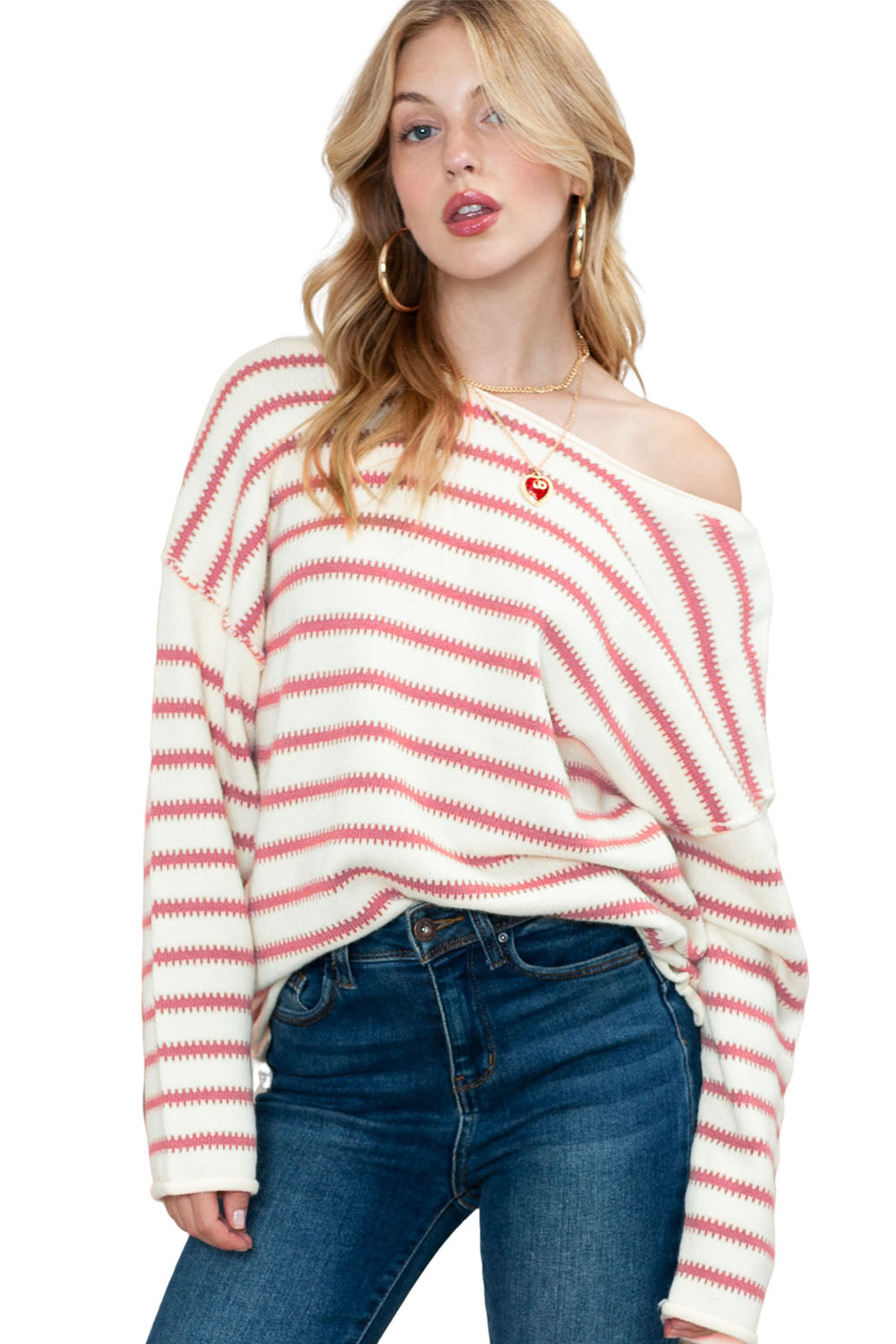 Yellow Striped Drop Sleeve Oversized Sweater