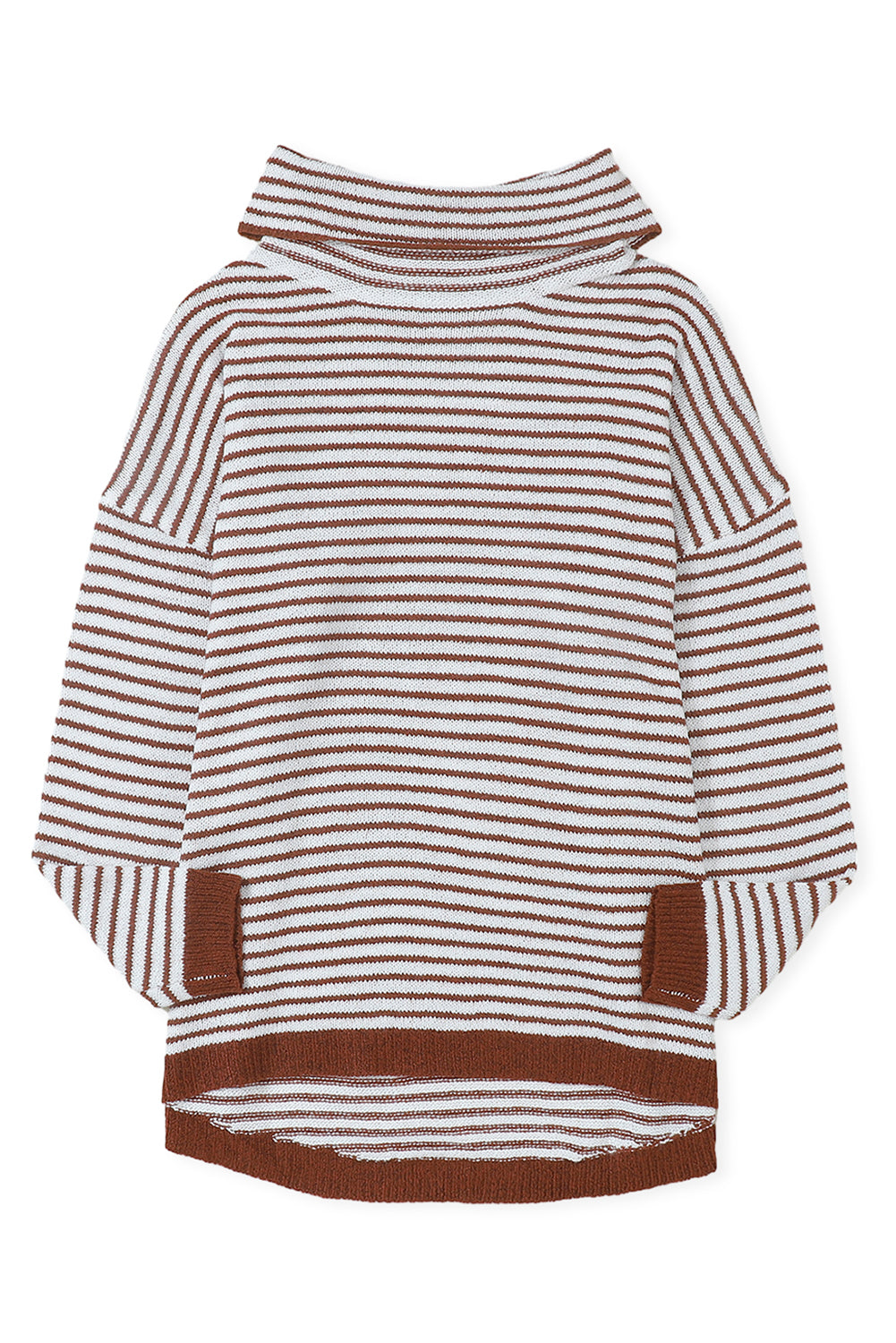 Black Striped Turtleneck Long Sleeve Sweater