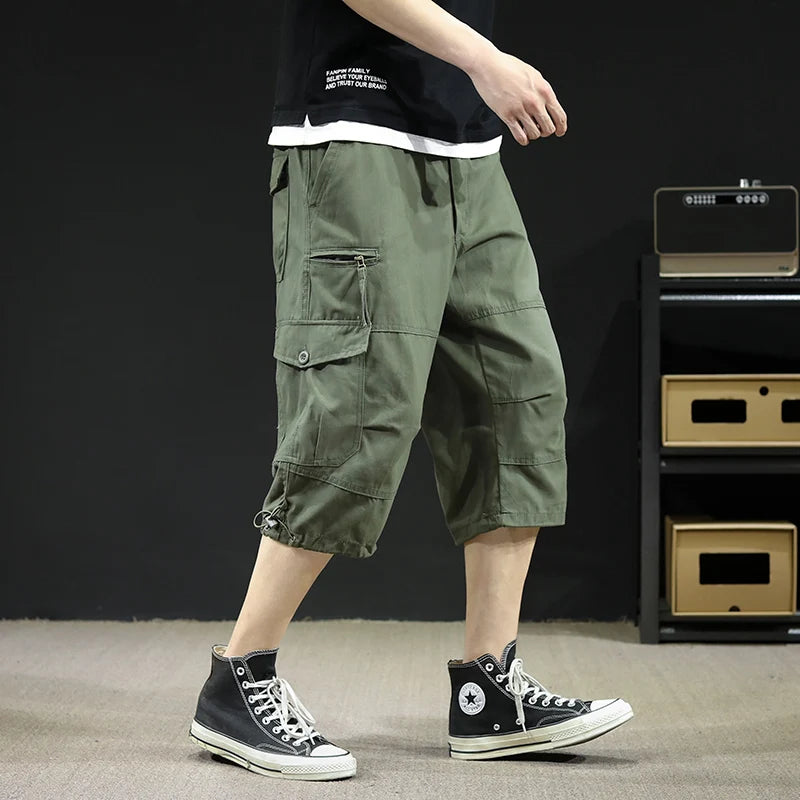 2024 Summer Men's Cargo Shorts Men Comfortable Breathable Multi Pocket Casual Cotton Capri Cropped Trousers Tactical Shorts 5XL