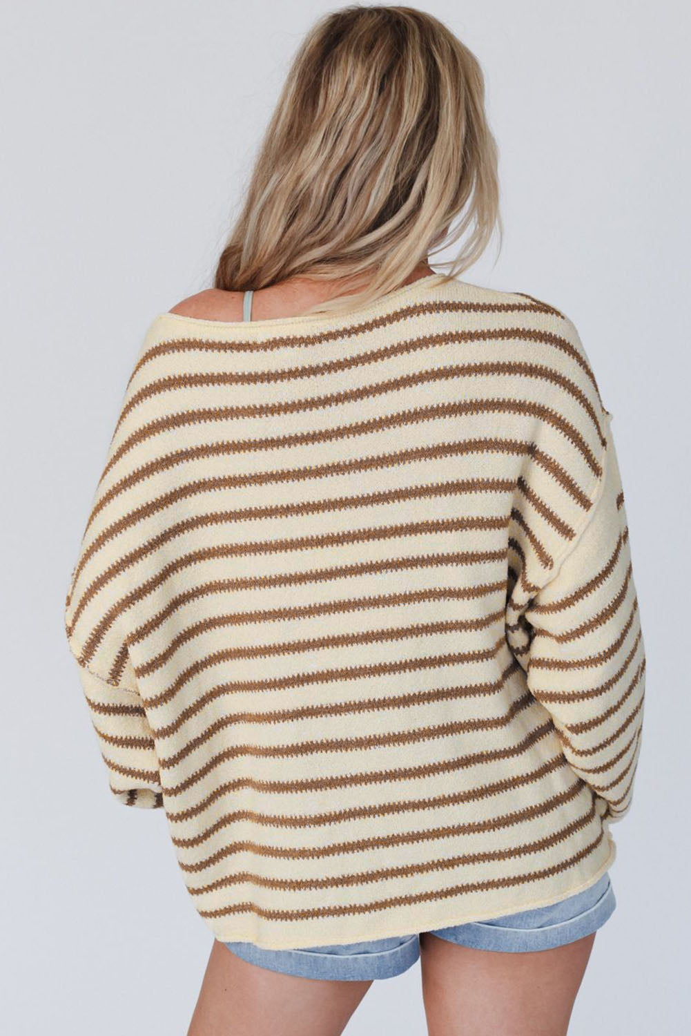 Yellow Striped Drop Sleeve Oversized Sweater