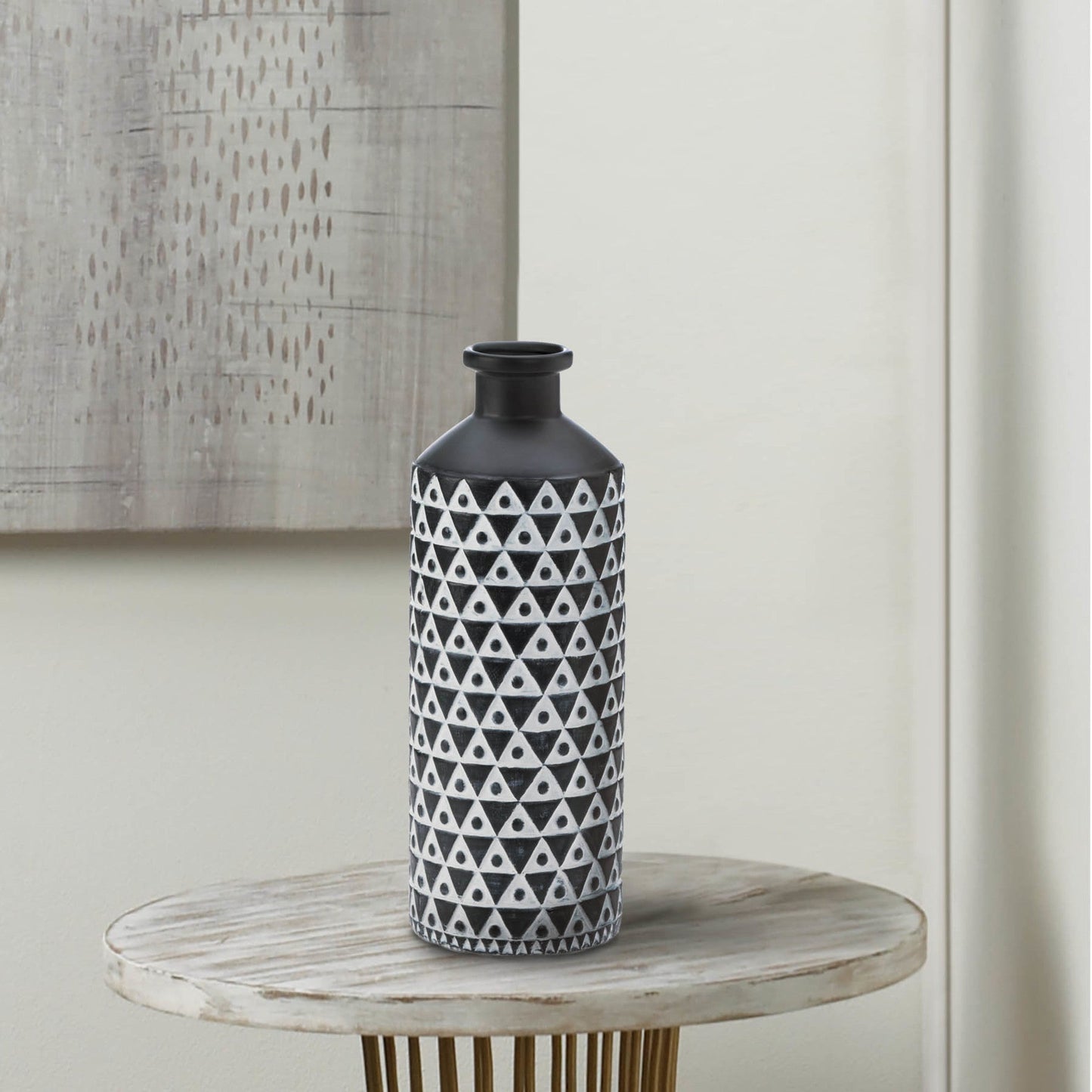 Nikki Chu Mazara Black and White Vase - Elegant Home Decor