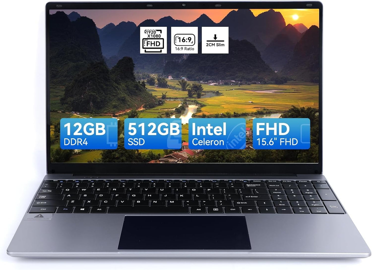 15.6''Laptop 12GB DDR4 512GB SSD, Quad-Core Intel Celeron N5095 Processors