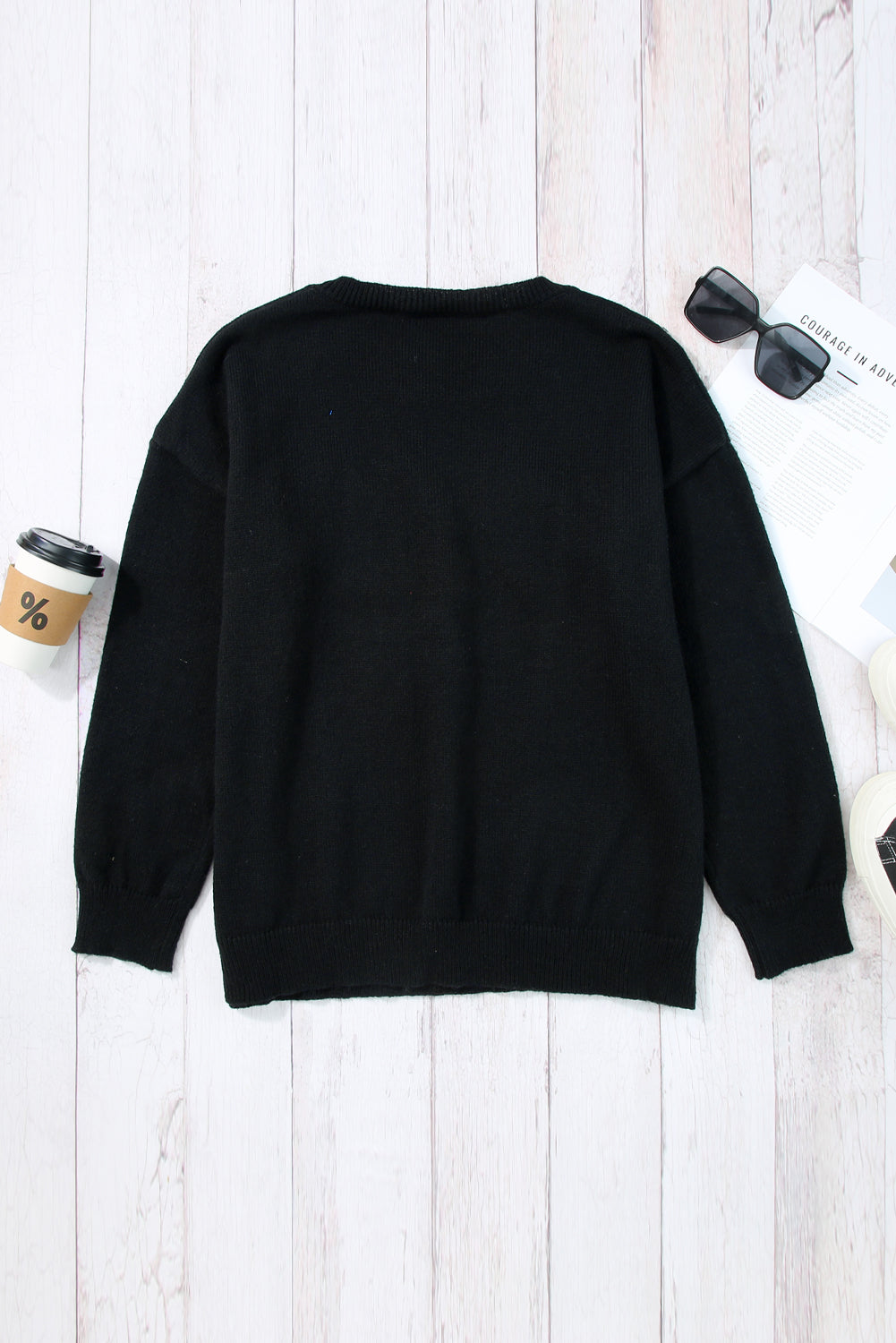 Black Holly Jolly Round Neck Casual