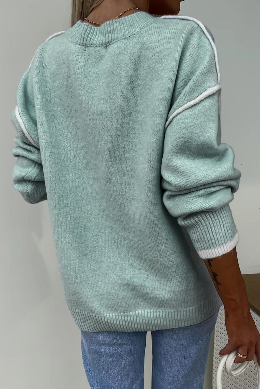 Moonlight Jade Contrast Edge Crewneck