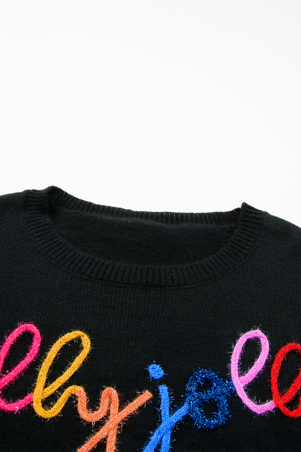 Black Holly Jolly Round Neck Casual