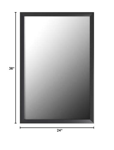  Rectangular Wall Mount Mirror 24" x 36", Wide Trim, White