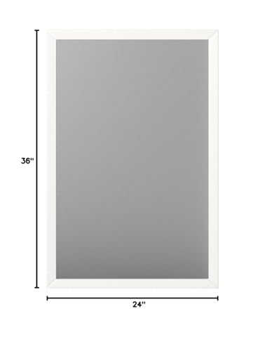  Rectangular Wall Mount Mirror 24" x 36", Wide Trim, White