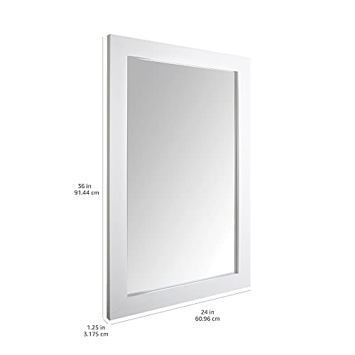  Rectangular Wall Mount Mirror 24" x 36", Wide Trim, White