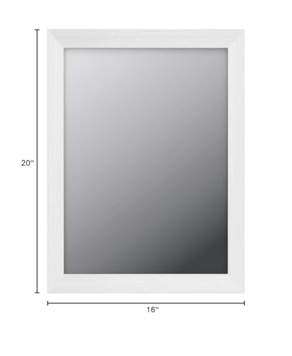  Rectangular Wall Mount Mirror 24" x 36", Wide Trim, White