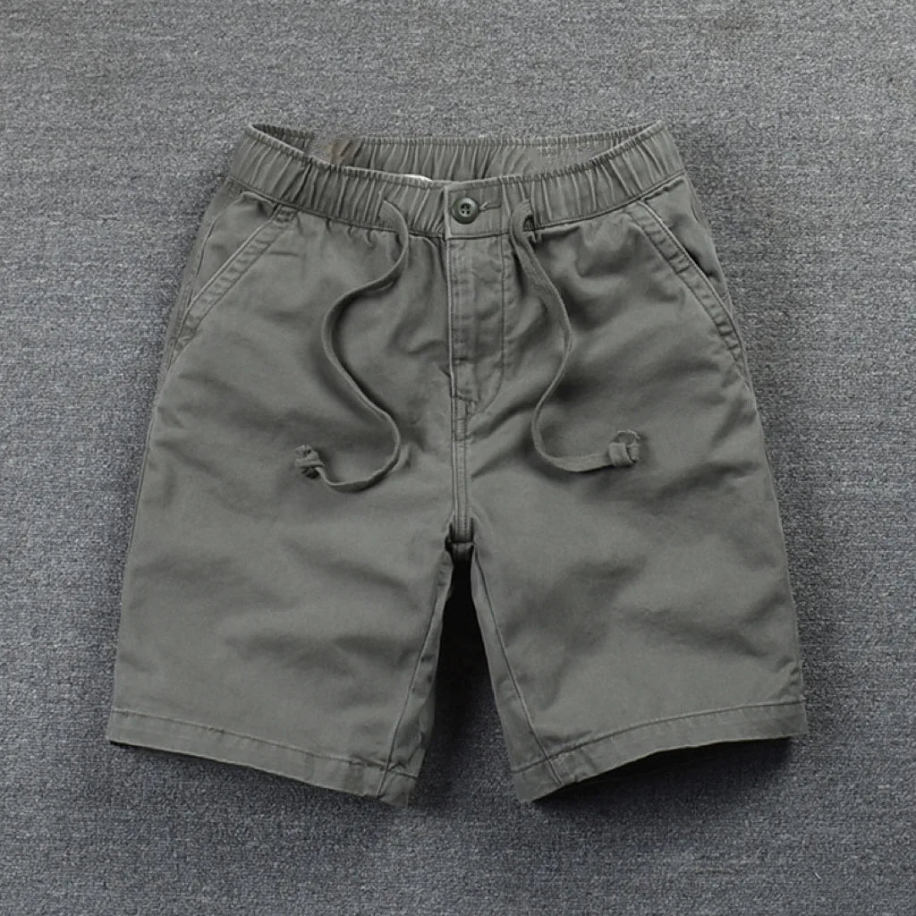 2024 Mens Cotton Casual Shorts Summer Business Casual Knee Pants Classic Khaki American Style Streetwear Golf Shorts Beige