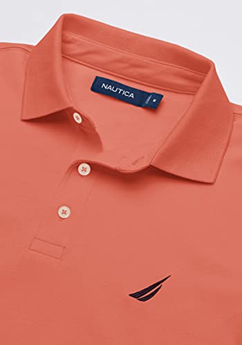 Nautica Men's Short Sleeve Solid Stretch Cotton Pique Polo Shirt, Pale Coral, X-Large