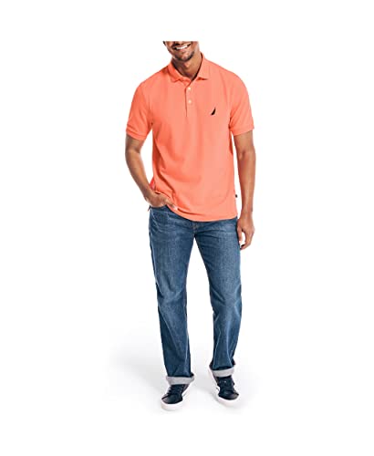 Nautica Men's Short Sleeve Solid Stretch Cotton Pique Polo Shirt, Pale Coral, X-Large