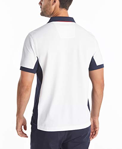 Nautica Men's Short Sleeve Color Block Performance Pique Polo Shirt, Navy, Large