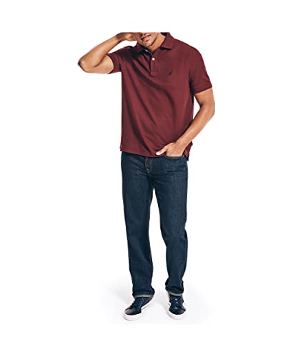 Nautica Men's Classic Short Sleeve Solid Polo Shirt, Royal Burgundy, XX-Large