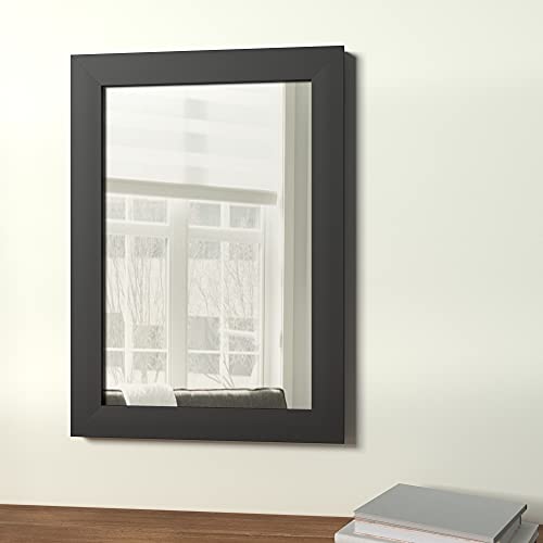  Rectangular Wall Mount Mirror 24" x 36", Wide Trim, White