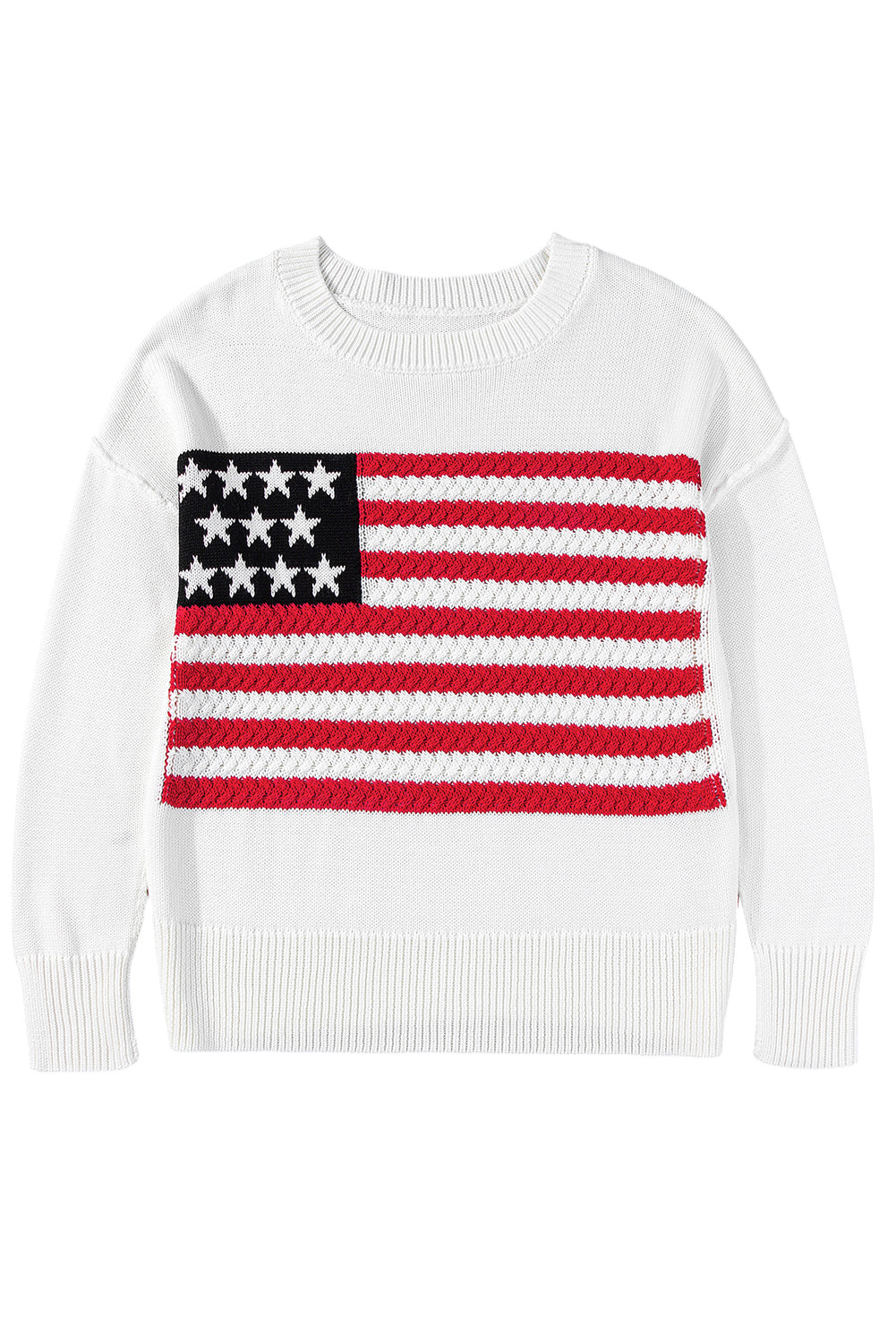 White Twist American Flag Knit Sweater