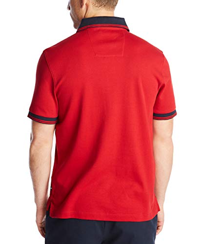 Nautica Men's Short Sleeve 100% Cotton Tipped Polo Shirt, Red, X-Large