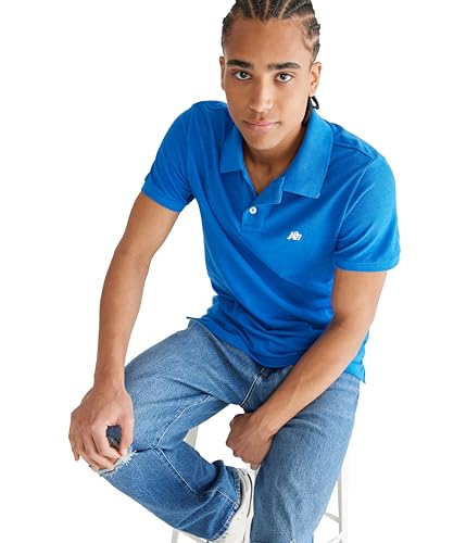 AEROPOSTALE Men's Polo, Deep Navy, Medium