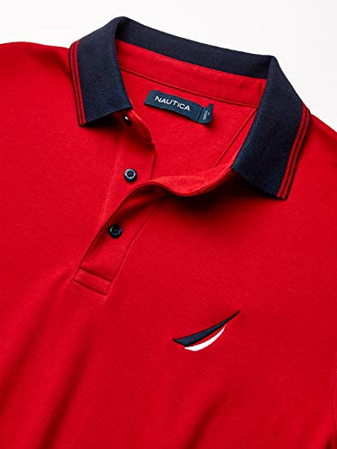 Nautica Men's Short Sleeve 100% Cotton Tipped Polo Shirt, Red, X-Large