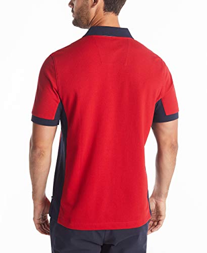 Nautica Men's Short Sleeve Color Block Performance Pique Polo Shirt, Navy, Large