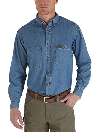 Wrangler Riggs Workwear men's Denim Work Shirt, Antique Navy, Medium