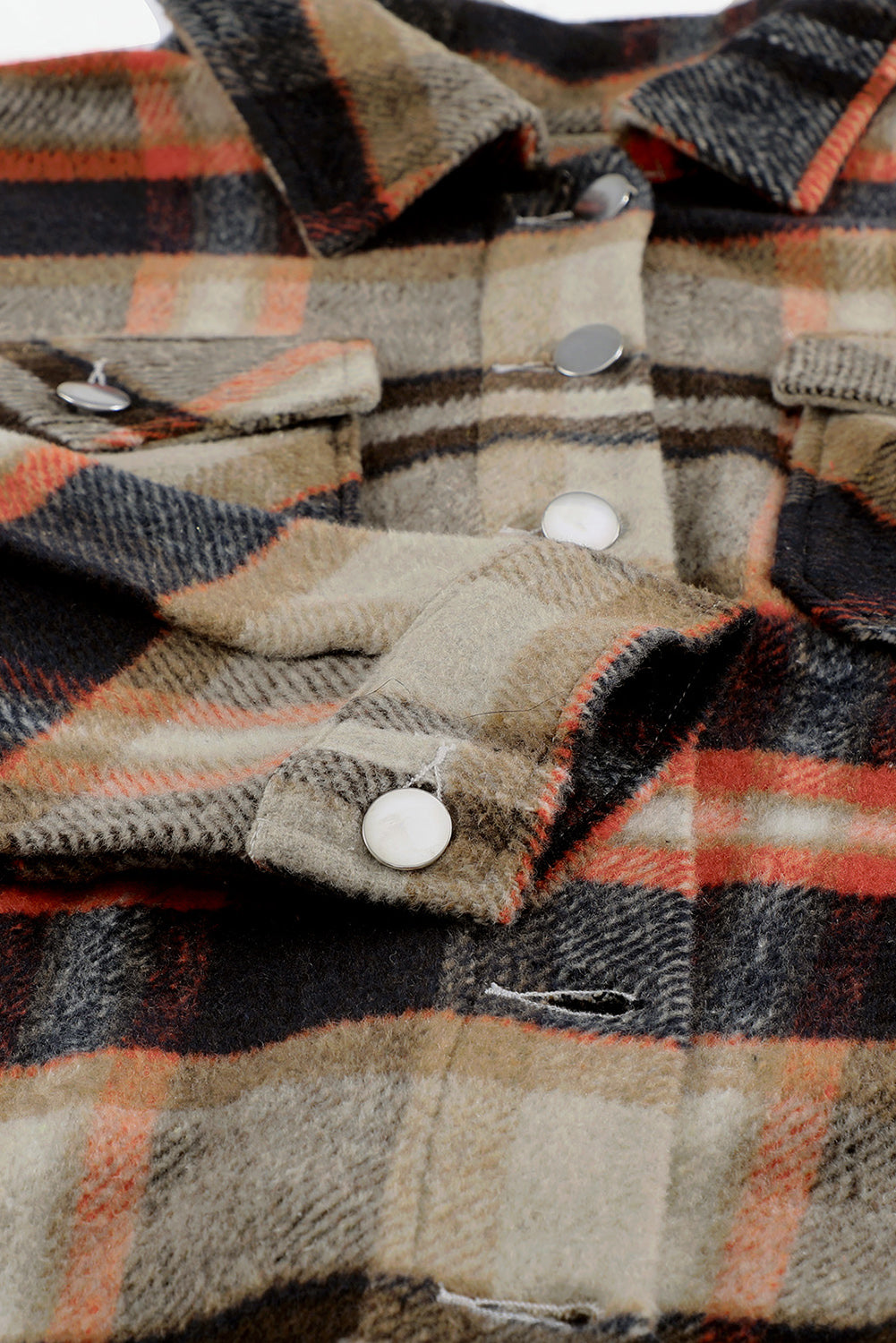 Brown Plaid Button Up Long Sleeve Flannel Shacket