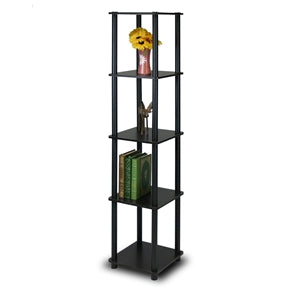 5-Tier Square Corner Display Shelf Bookcase in Espresso/Black