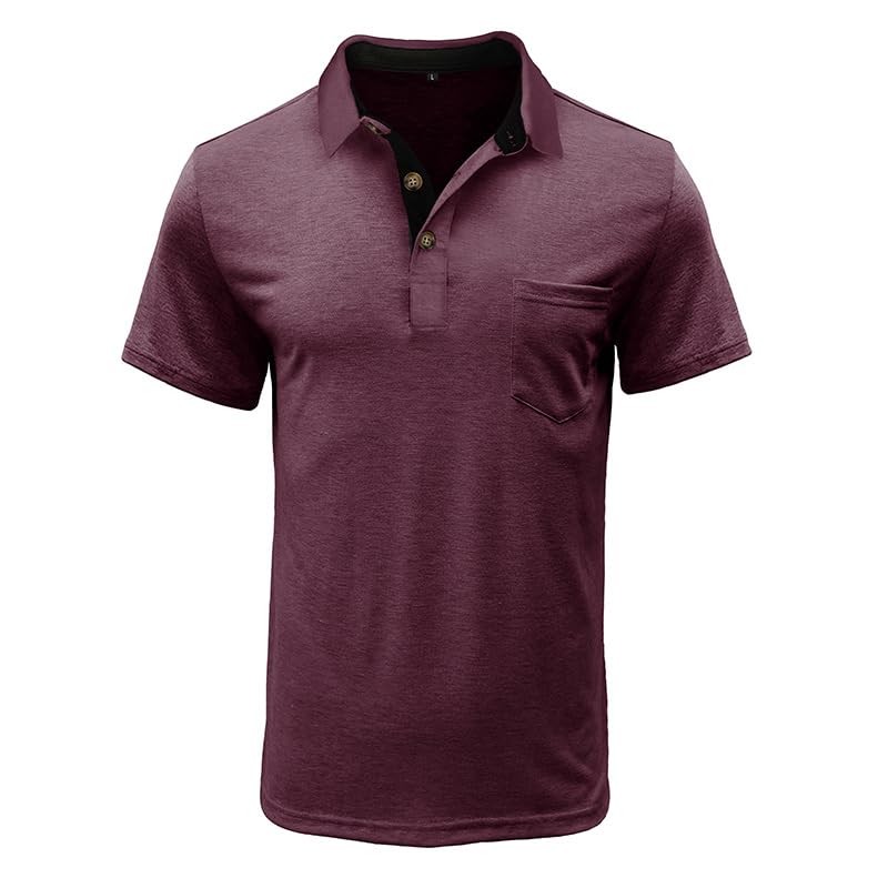 Men's Casual Polo Shirts Classic Button Basic Short Sleeve Shirt Solid Color Cotton Tees Golf Stylish Tops