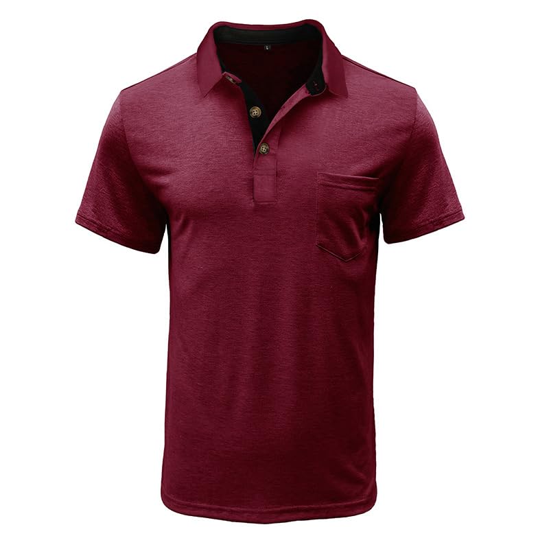 Men's Casual Polo Shirts Classic Button Basic Short Sleeve Shirt Solid Color Cotton Tees Golf Stylish Tops