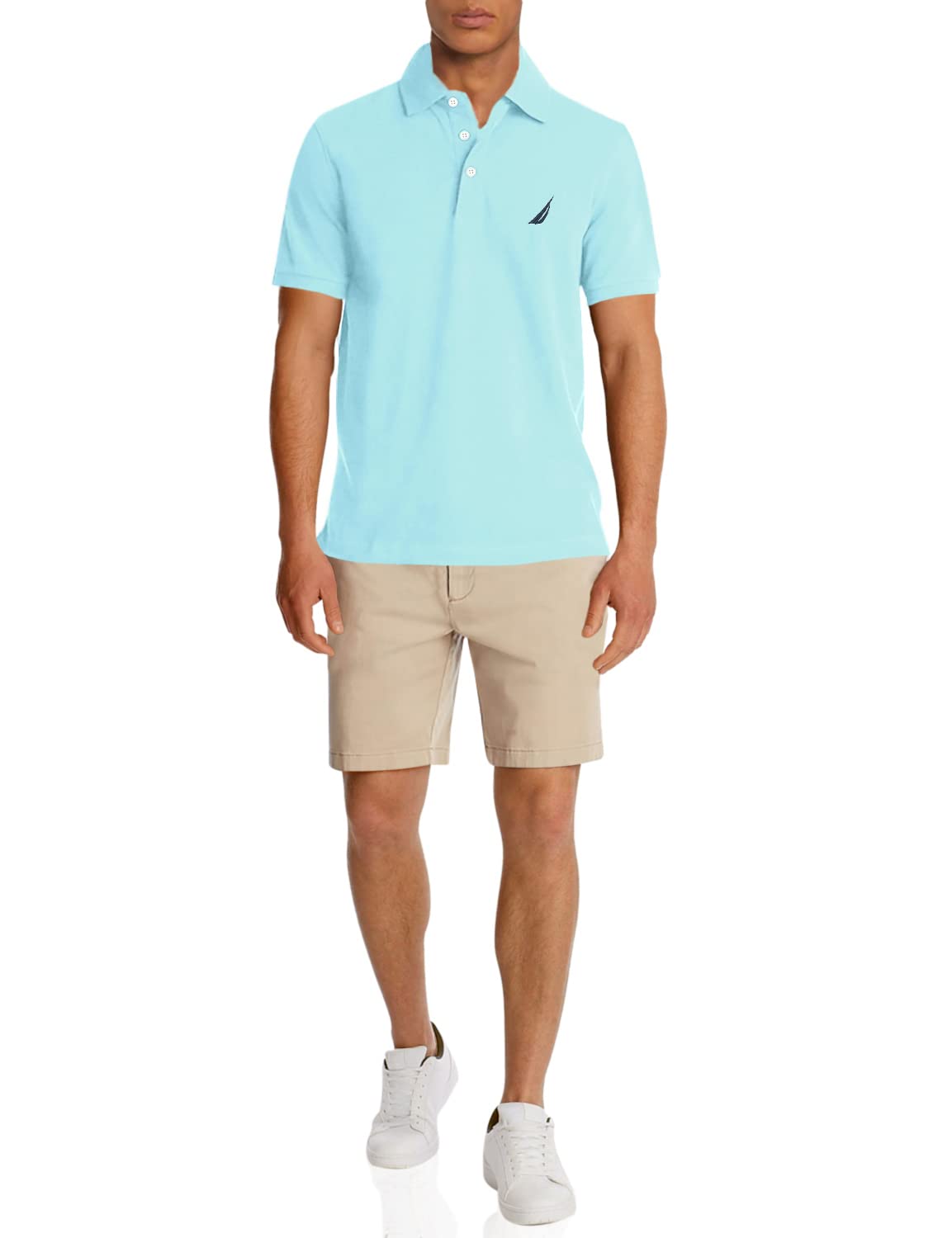 Nautica Men's Short Sleeve Solid Stretch Cotton Pique Polo Shirt, Pale Coral, X-Large