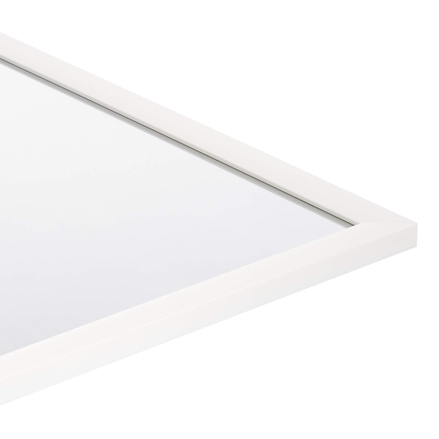  Rectangular Wall Mount Mirror 24" x 36", Wide Trim, White