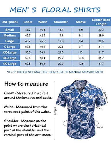 COOFANDY Men Hawaiian Floral Shirts Loose Fit Tropical Holiday Linen Beach Shirts