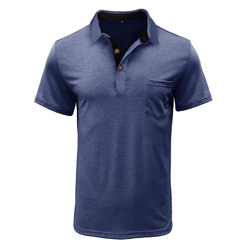 Men's Casual Polo Shirts Classic Button Basic Short Sleeve Shirt Solid Color Cotton Tees Golf Stylish Tops