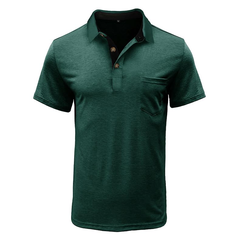 Men's Casual Polo Shirts Classic Button Basic Short Sleeve Shirt Solid Color Cotton Tees Golf Stylish Tops