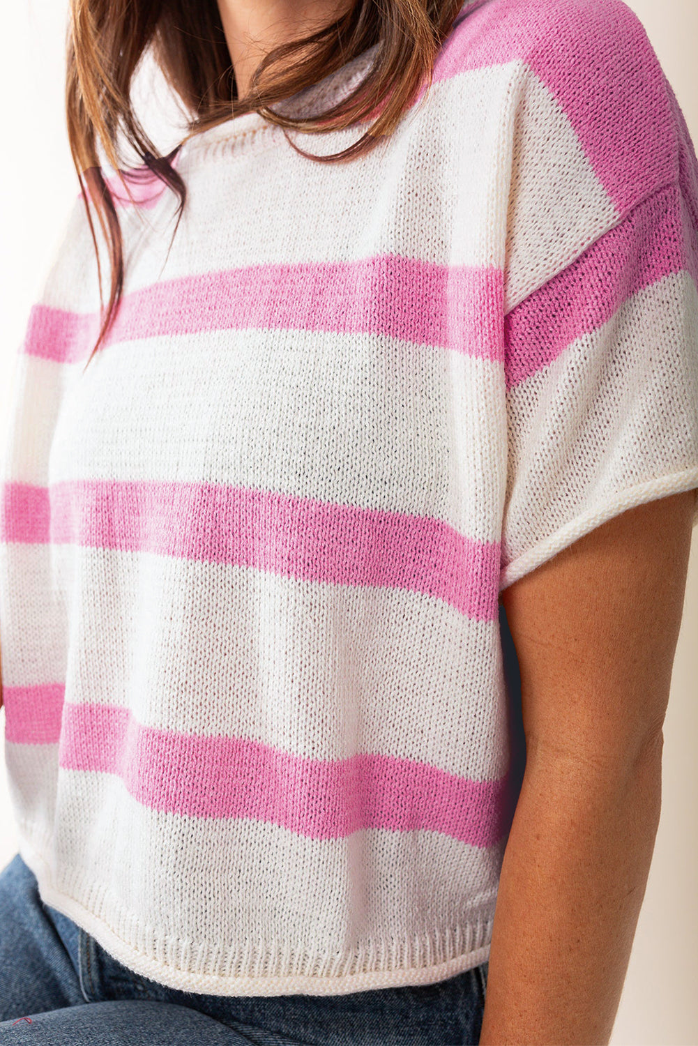 Pink Stripe Drop Sleeve Lightweight