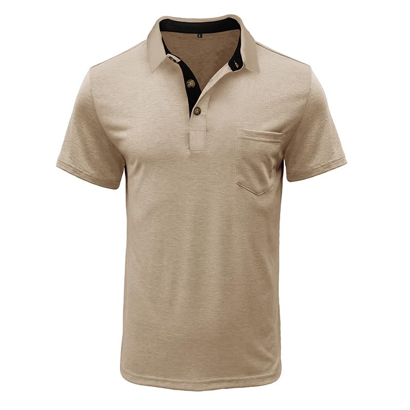 Men's Casual Polo Shirts Classic Button Basic Short Sleeve Shirt Solid Color Cotton Tees Golf Stylish Tops