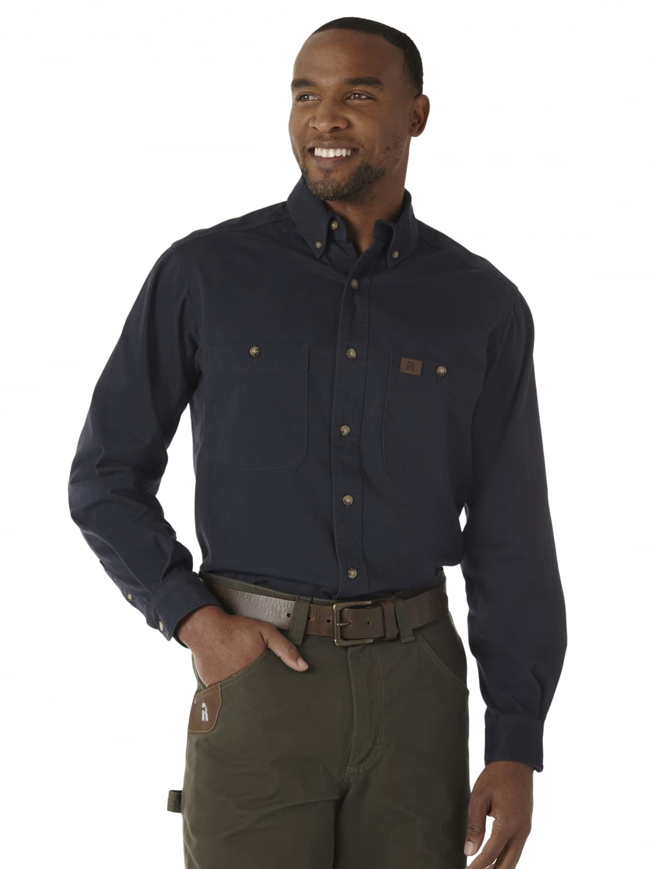 Wrangler Riggs Workwear men's Denim Work Shirt, Antique Navy, Medium