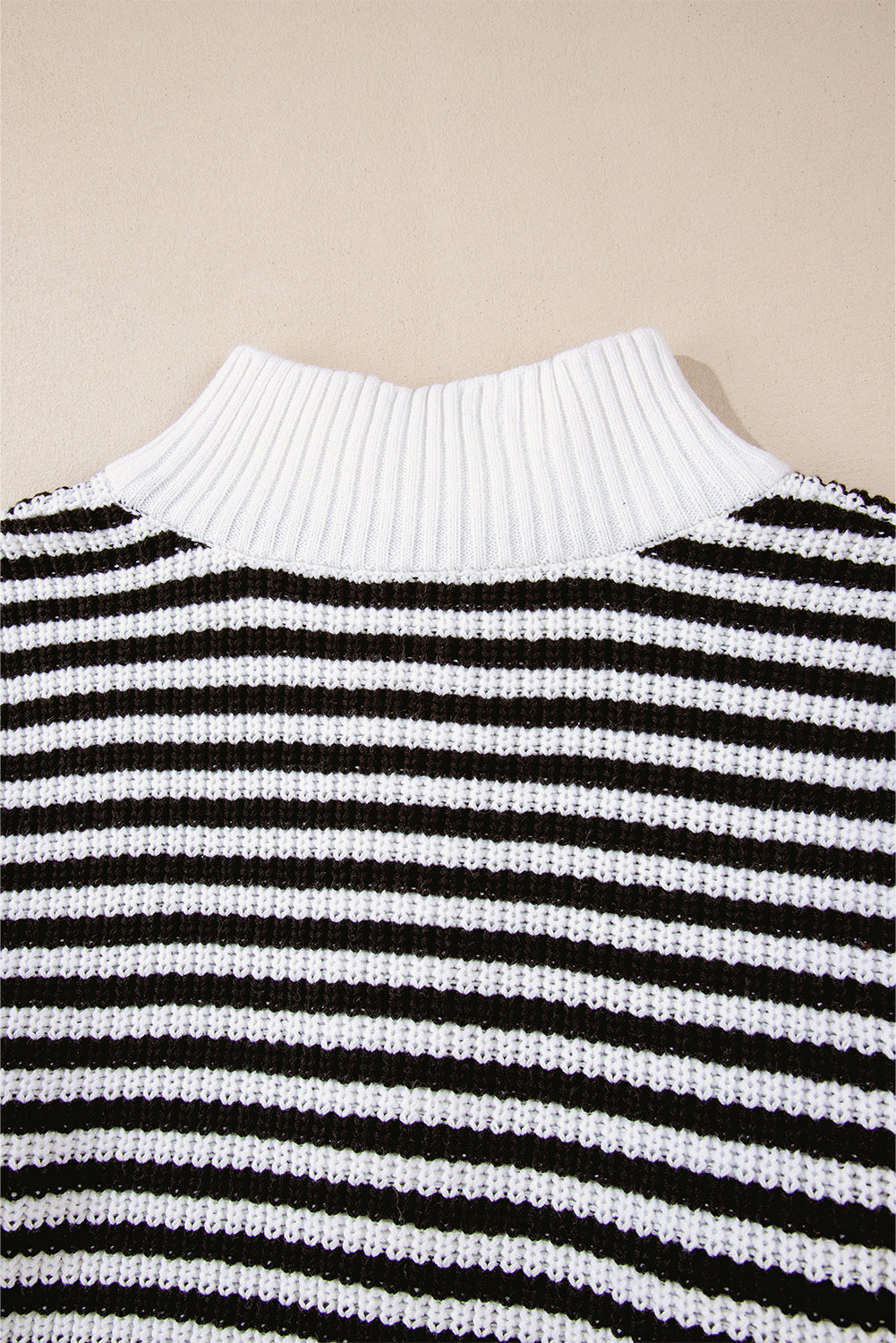 Sky Blue Stripe Zip up Collar Drop Sleeve Sweater