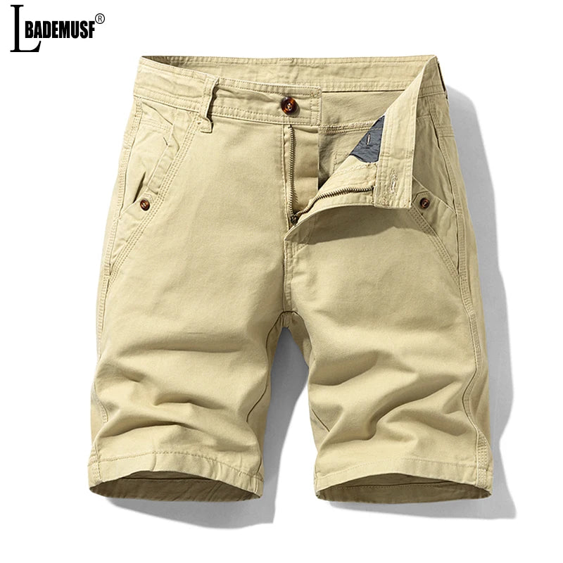 2024 Men New Summer Solid Color Cargo Shorts Leisure Fashion Comfort  Breathableelastic  Large Pocket Military Short Men