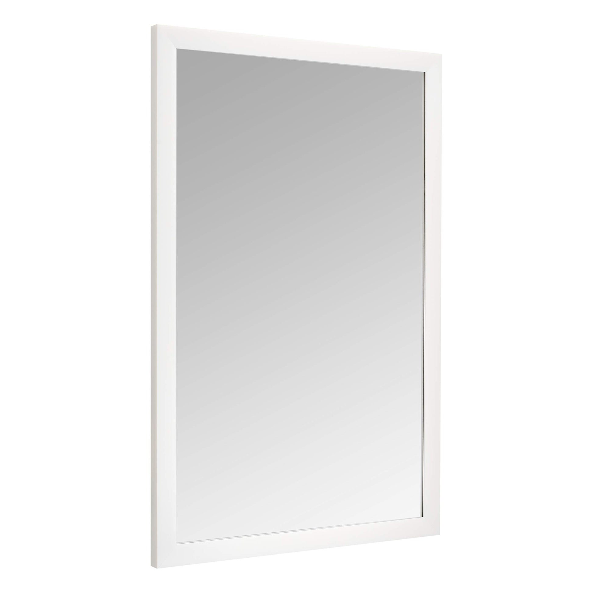  Rectangular Wall Mount Mirror 24" x 36", Wide Trim, White