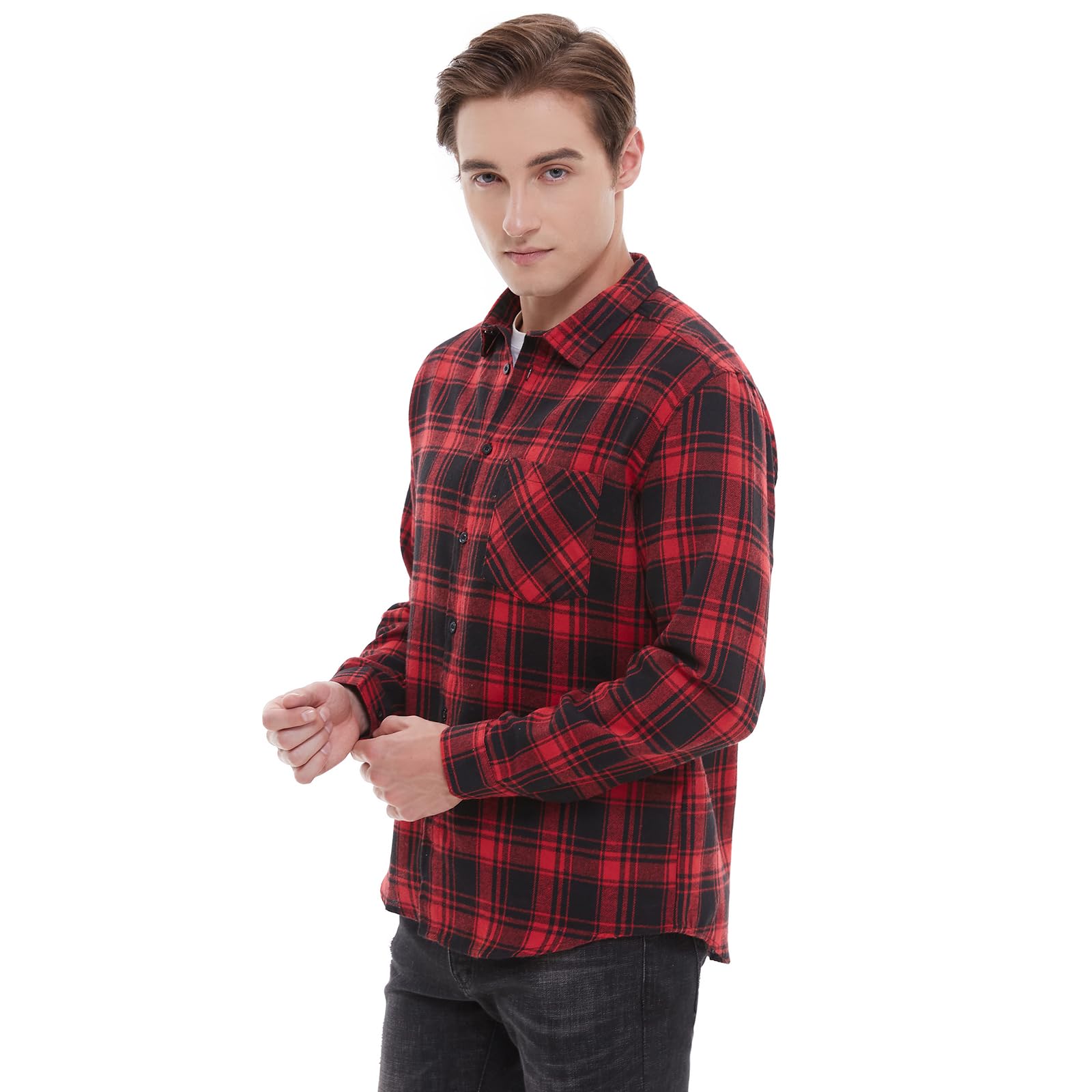 Men's Plaid Flannel Shirts Long Sleeve Button Down Work Casual Shirt