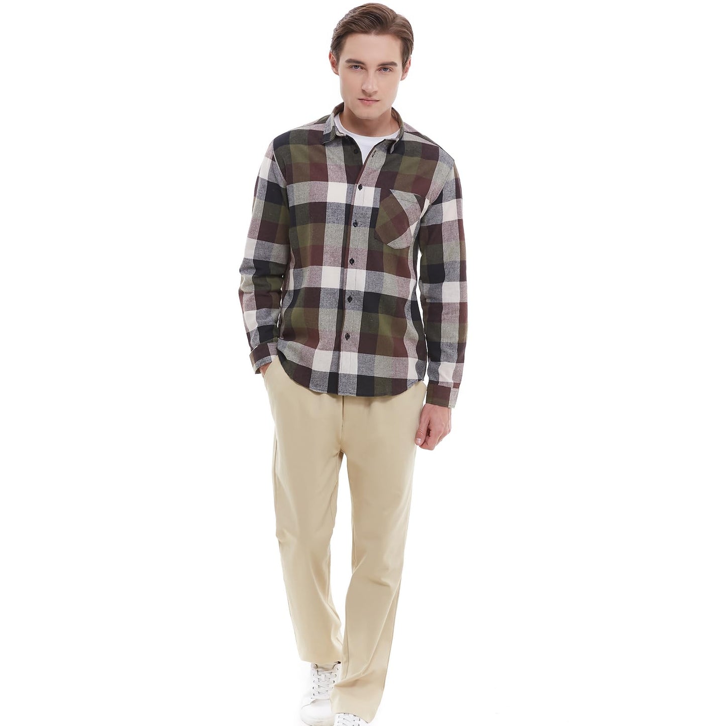 Men's Plaid Flannel Shirts Long Sleeve Button Down Work Casual Shirt