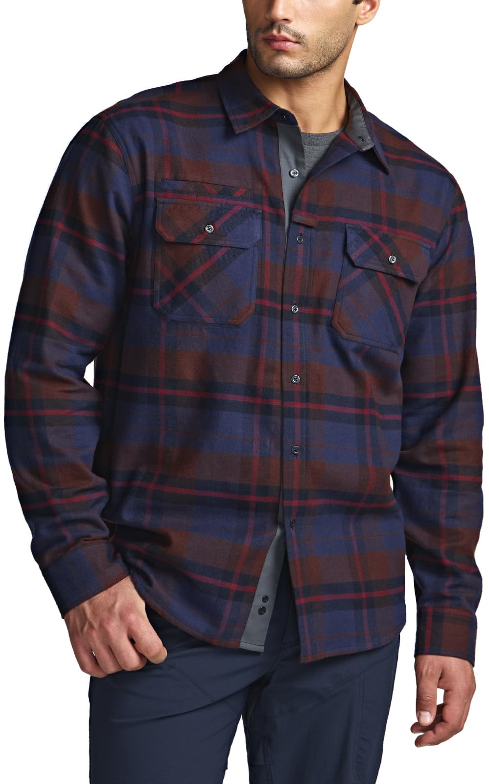 CQR Men's All Cotton Flannel Shirt, Long Sleeve Casual Button Up Plaid Shirt, Brushed Soft Outdoor Shirts, Solid Hunter Green, Large