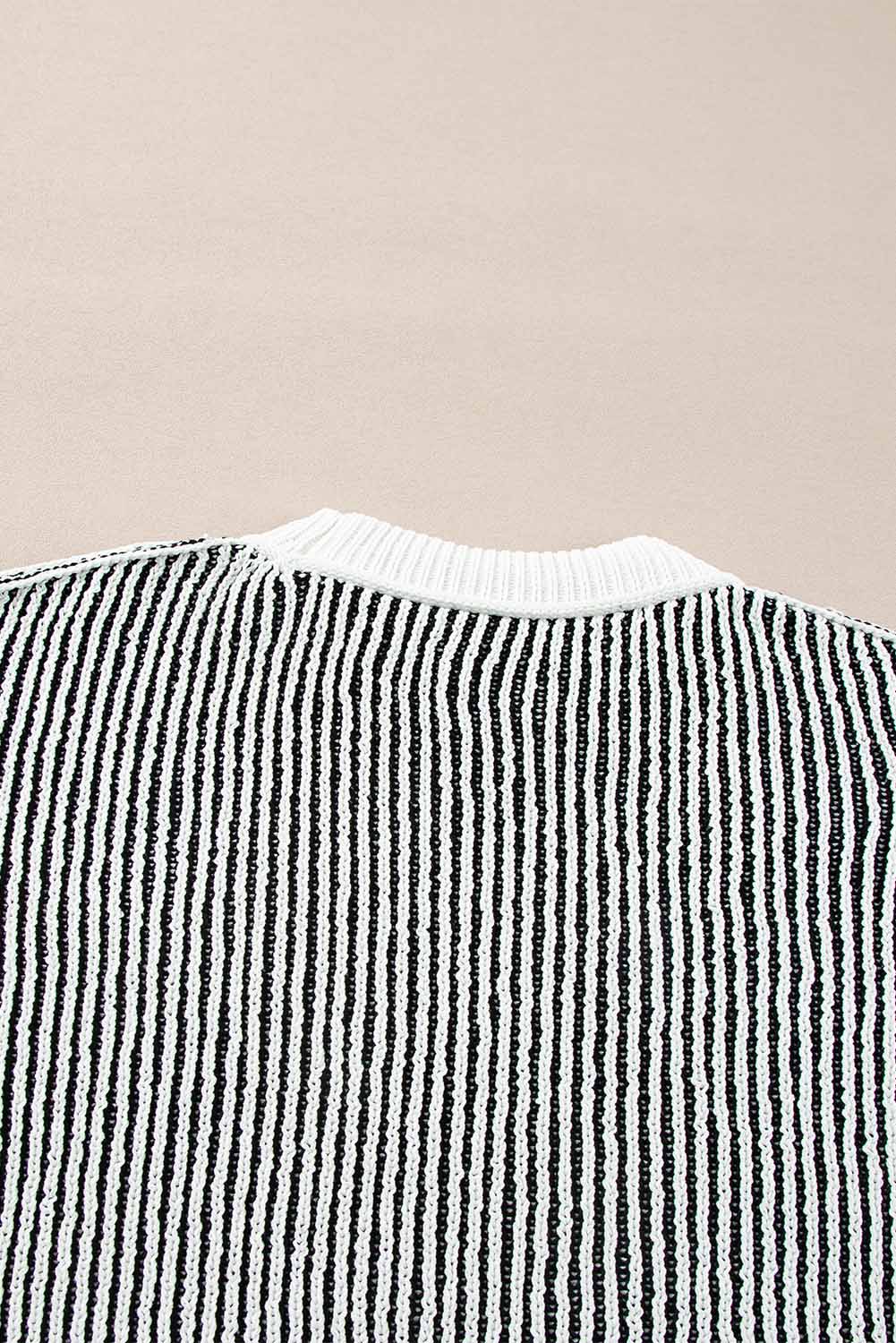 Chestnut Striped Contrast Trim Loose Sweater