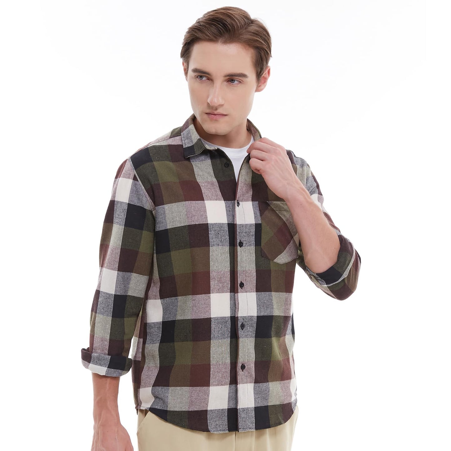 Men's Plaid Flannel Shirts Long Sleeve Button Down Work Casual Shirt