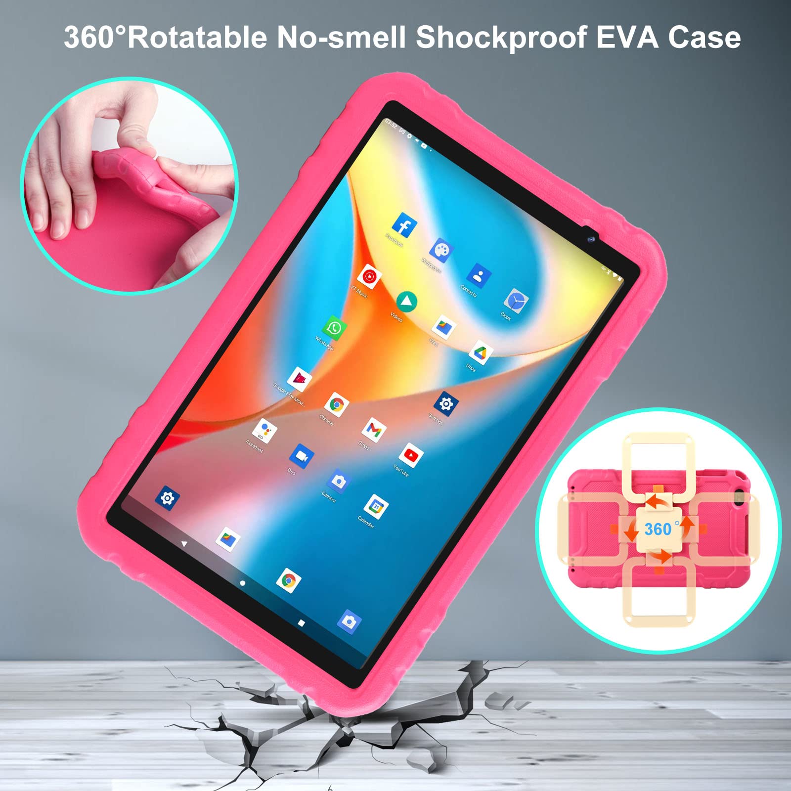 2024 Tablet 10 inch Android 13 Tablets with 14GB RAM 128GB ROM, Octa-Core, 8000mAh, Drop-Proof Case, HD IPS Display, 5G+2.4G WiFi, Bluetooth 5.0, GPS, TF 1TB, Split Screen Support,Metal Body -Black