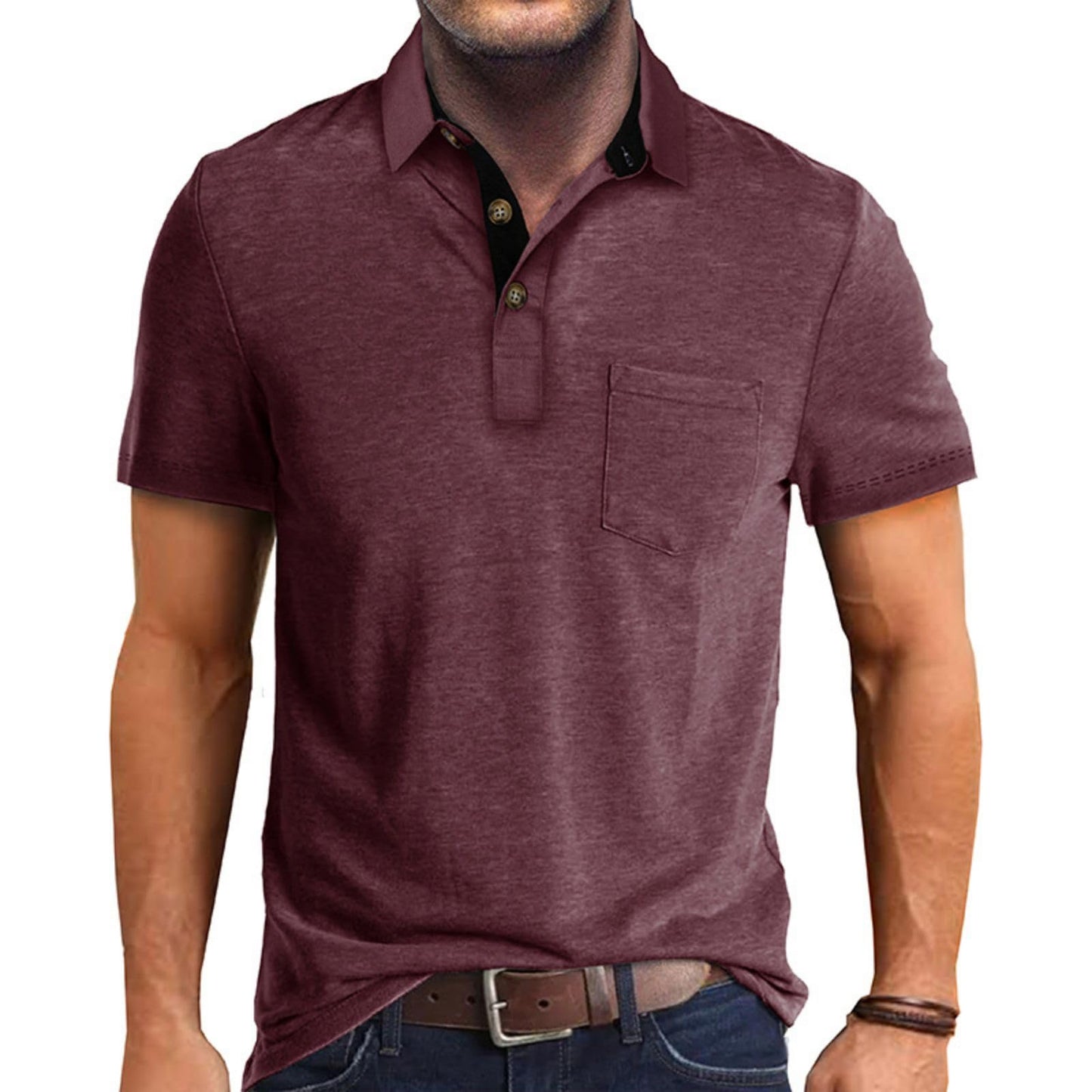 Men's Casual Polo Shirts Classic Button Basic Short Sleeve Shirt Solid Color Cotton Tees Golf Stylish Tops