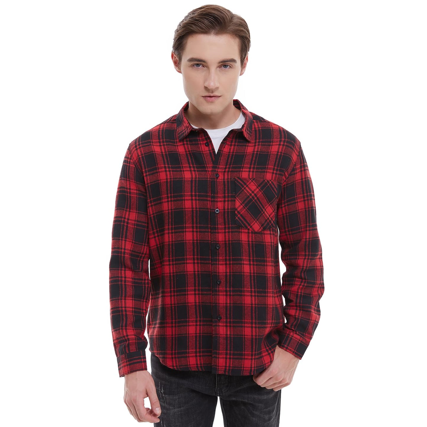 Men's Plaid Flannel Shirts Long Sleeve Button Down Work Casual Shirt