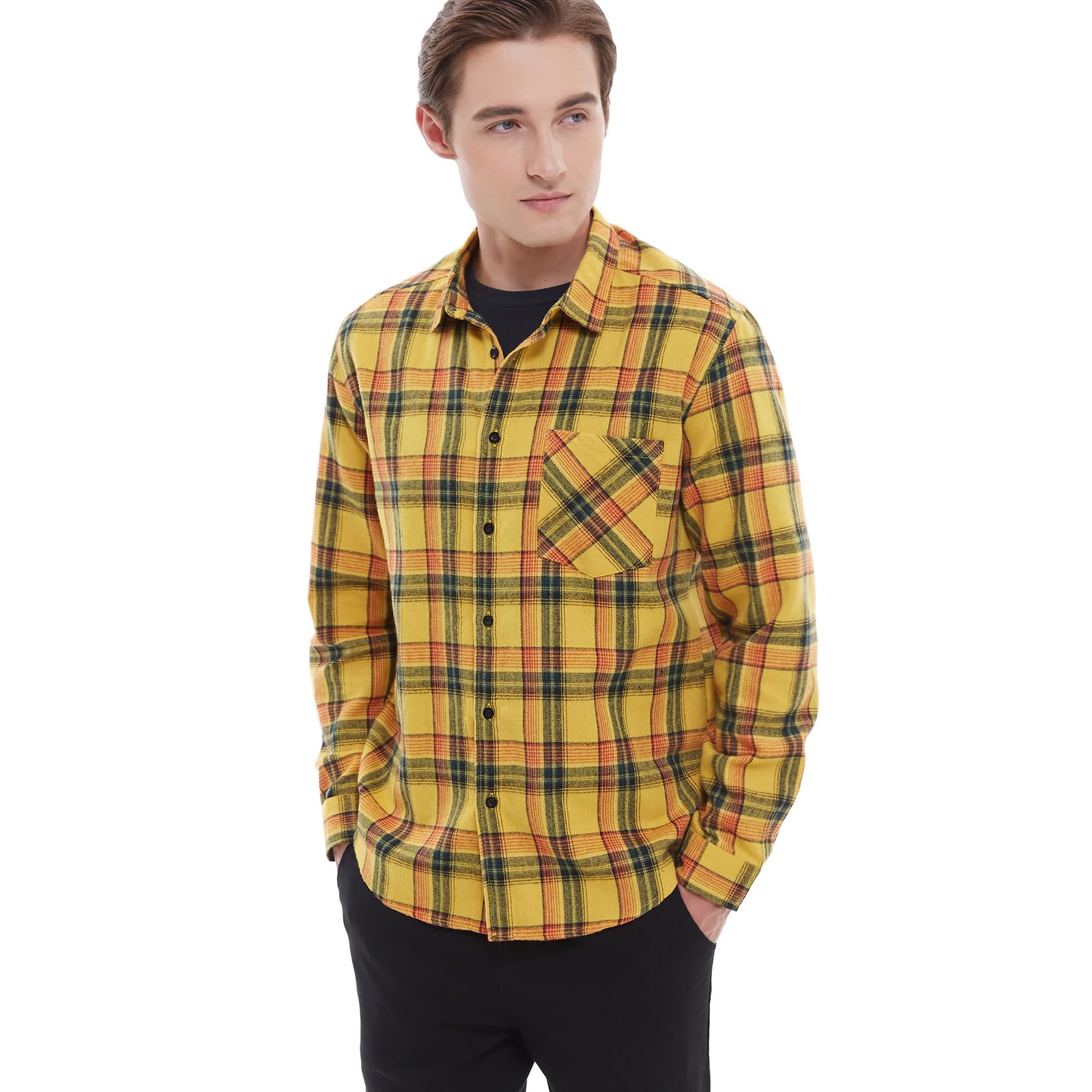 Men's Plaid Flannel Shirts Long Sleeve Button Down Work Casual Shirt